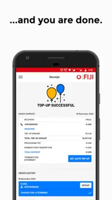 Vodafone Fiji Top-Up android App screenshot 1